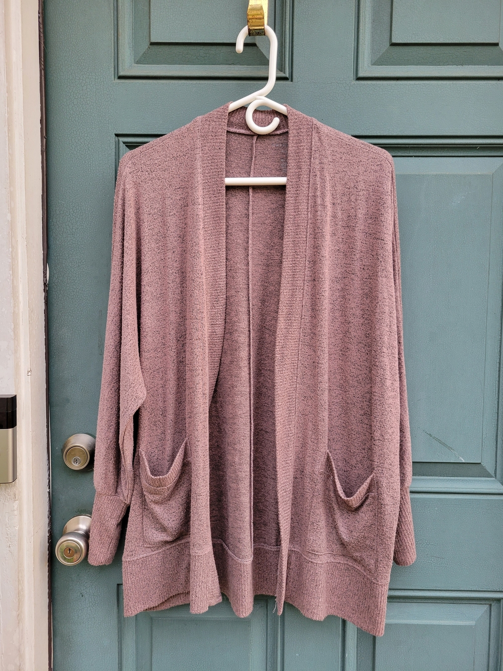 American Eagle Soft & Sexy Plush Open Front Cardigan XS/S Mauve Oversized Pocket